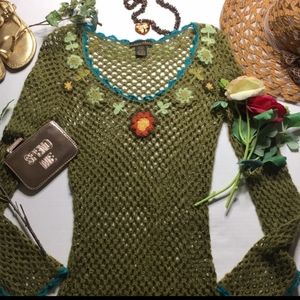 (Sold) - Vintage Crochet Floral Top